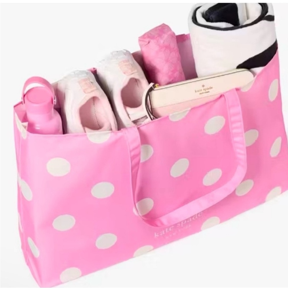 NIB Kate Spade Pink Polka Dot Tote Bag